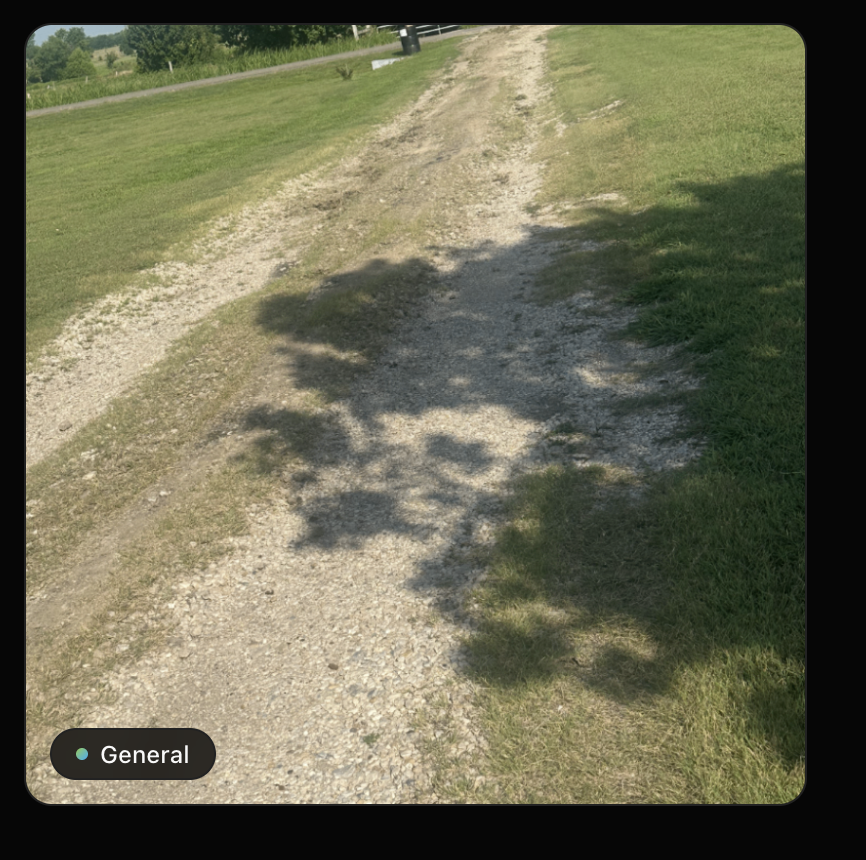 Driveway path before gravel installation